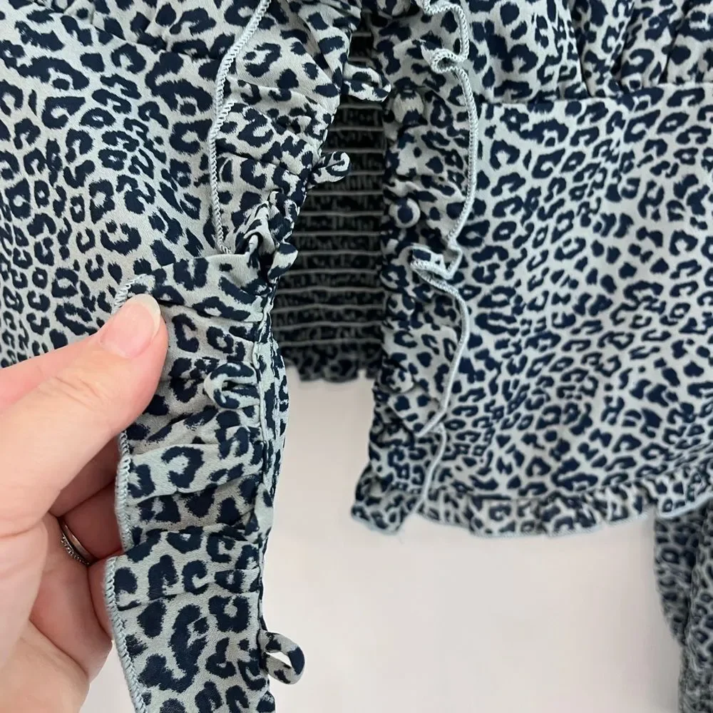 Free People Animal Print Blouse Size Medium